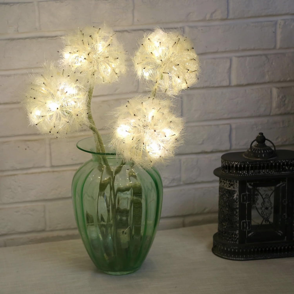 TOPIA 4 Pack Lighted Artificial Dandelion Flowers, Oversized 4.5-Inch Faux Wi...