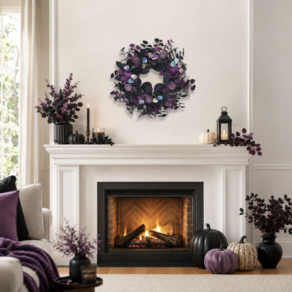 22" prelit halloween wreaths for front door with, package contents