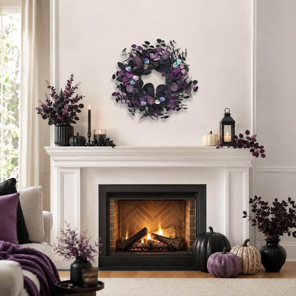 22" prelit halloween wreaths for front door with, package contents