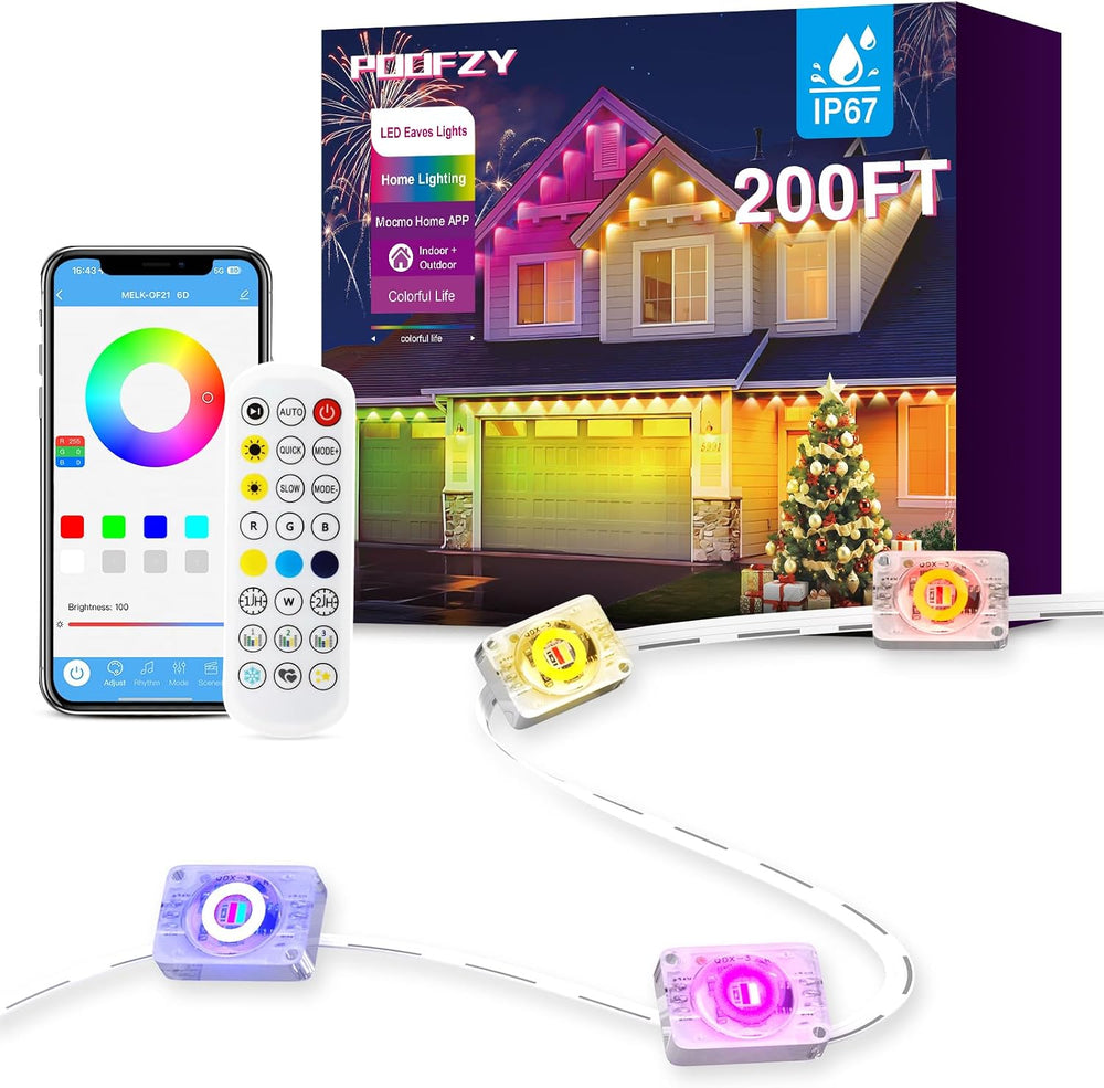 Permanent Outdoor Lights, 200ft Christmas RGB+IC Lights with 100 Modes