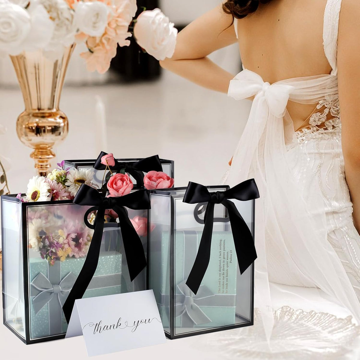gawbyet 24 pcs clear plastic gift bags with, package contents