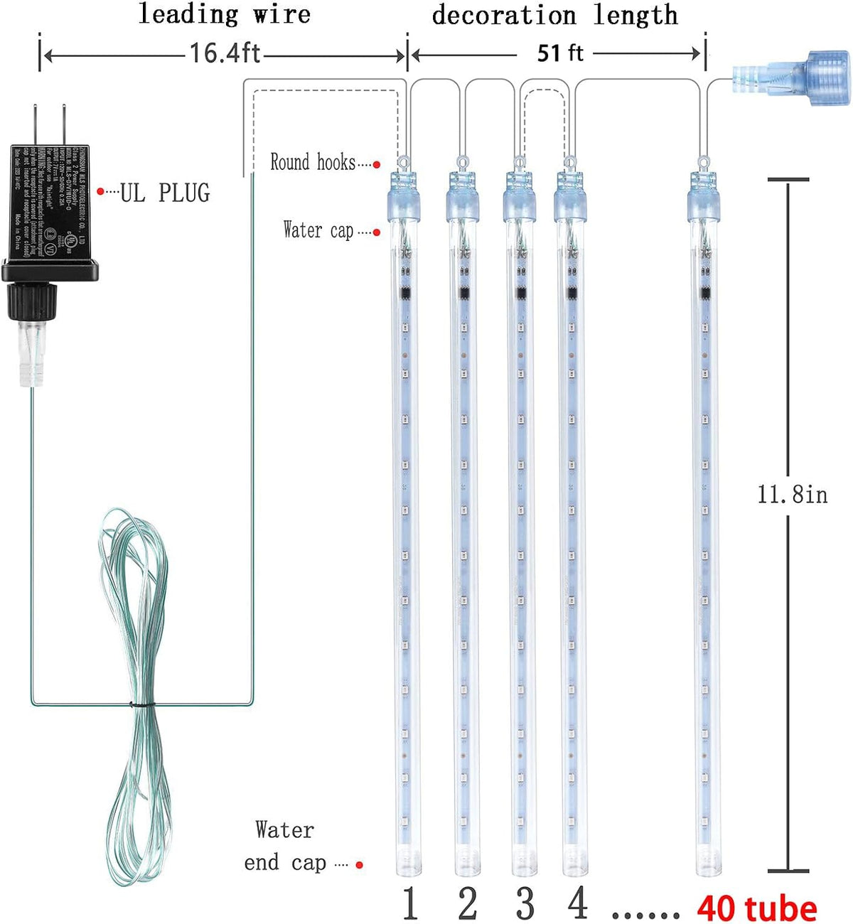 large meteor shower lights for christmas decorations outdoor, close-up detail