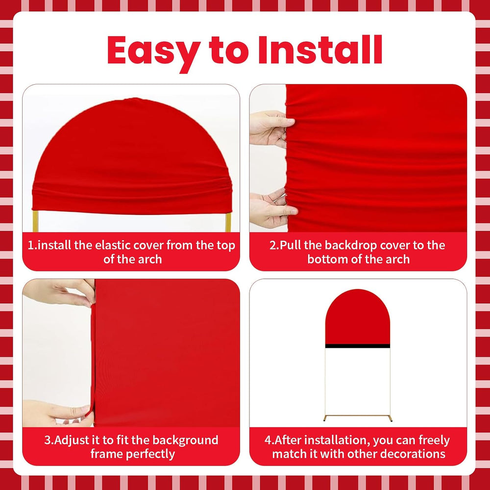 6.6 × 3.3 Ft/79 × 40 Inch Red Black and White Cartoon Arch Cover