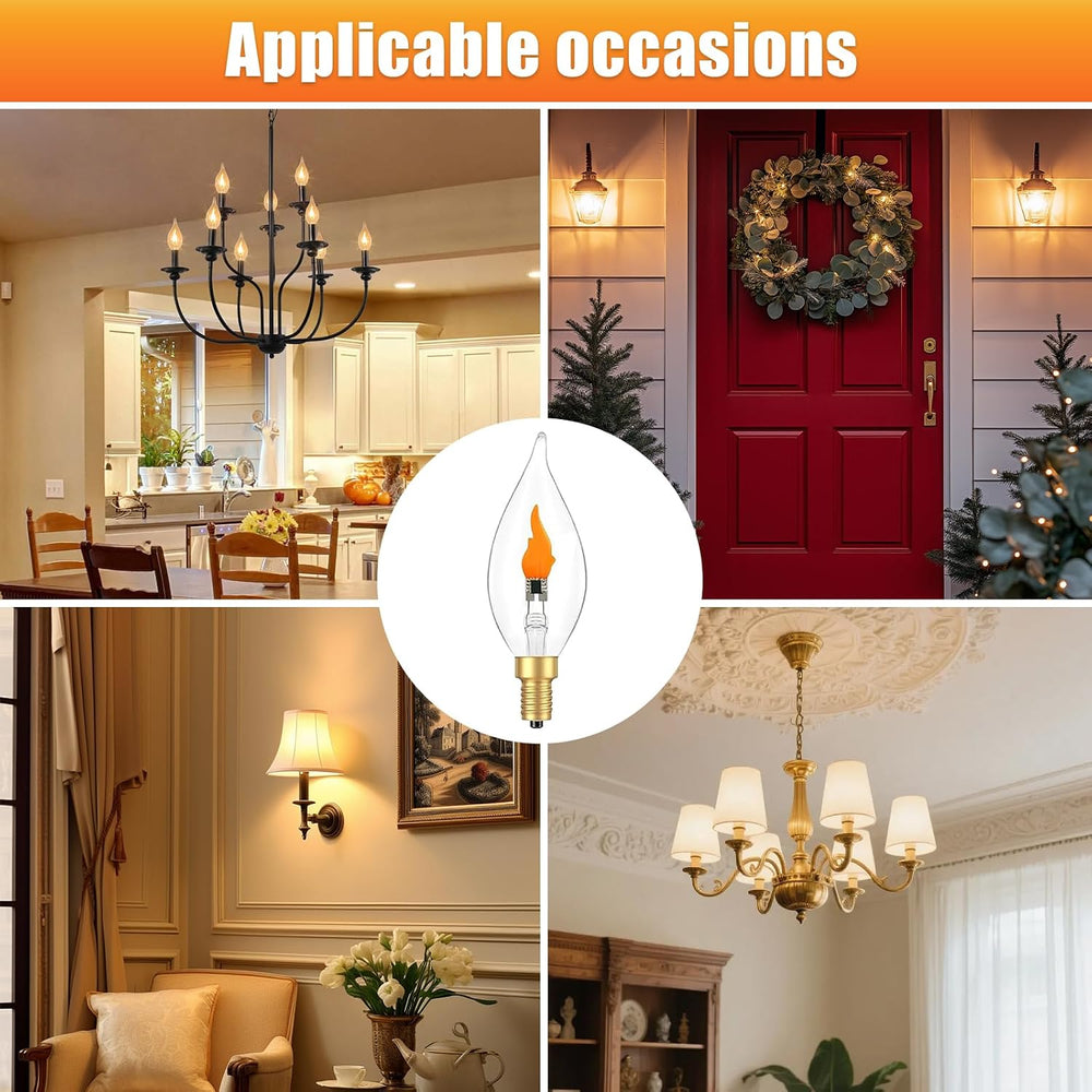 Flame Light Bulb E12 LED Realistic Flickering Fire Candelabra Decorations