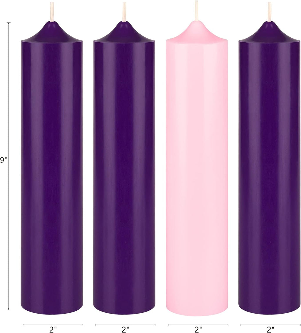 mega candles unscented advent bell top pillar candle shown in use
