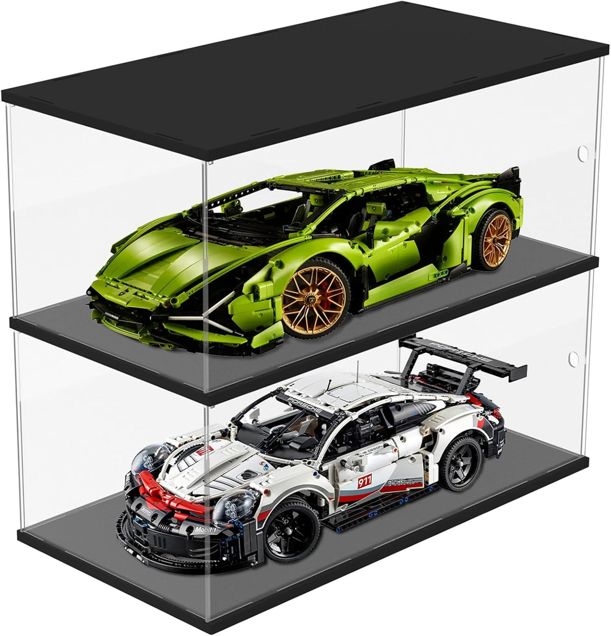 DuvinDD 2-Shelves Acrylic Display Case for 1/8 Scale Model Car Collectibles
