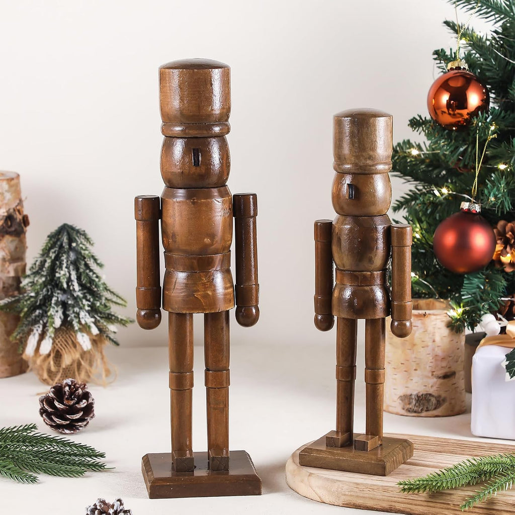 wonderjune 2 pack wooden nutcracker christmas, brown, 12, side view