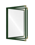 Goodsmart Restaurant Menu Covers – 25 Pack Green 3-Page/6-View 8.5" x 11", Side-Loading Vinyl Menu Holders, Clear Sleeves, Double-Stitched Edge, Leather-Style Café Covers with Gold Corners