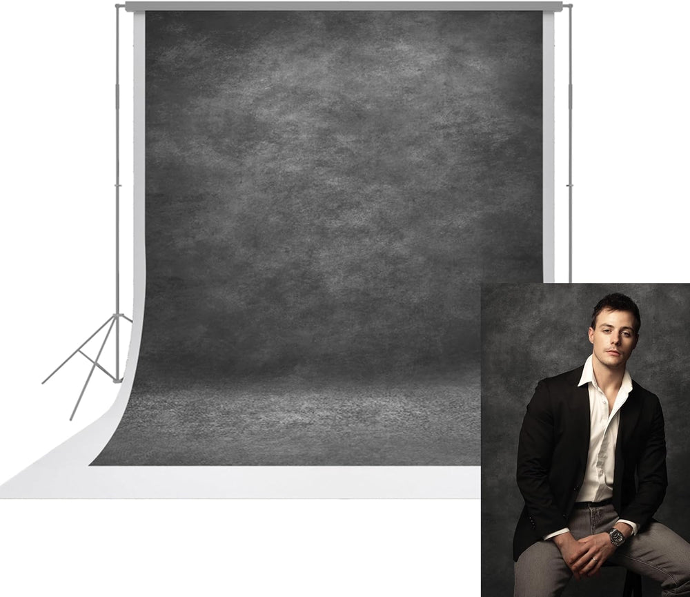 8x10ft Dark Grey Abstract Textured Polyester Backdrop, No Stand