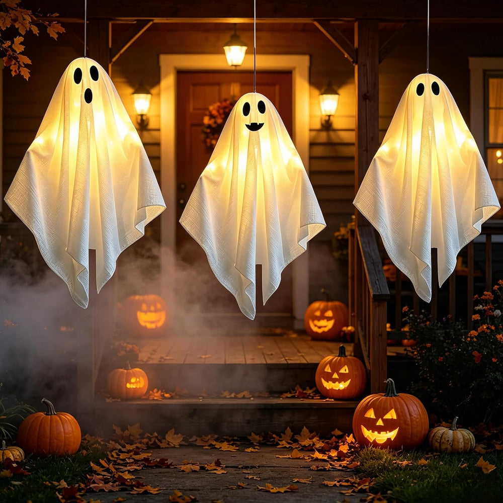 Solar Light Up Swinging Ghost, Halloween Outdoor Decor