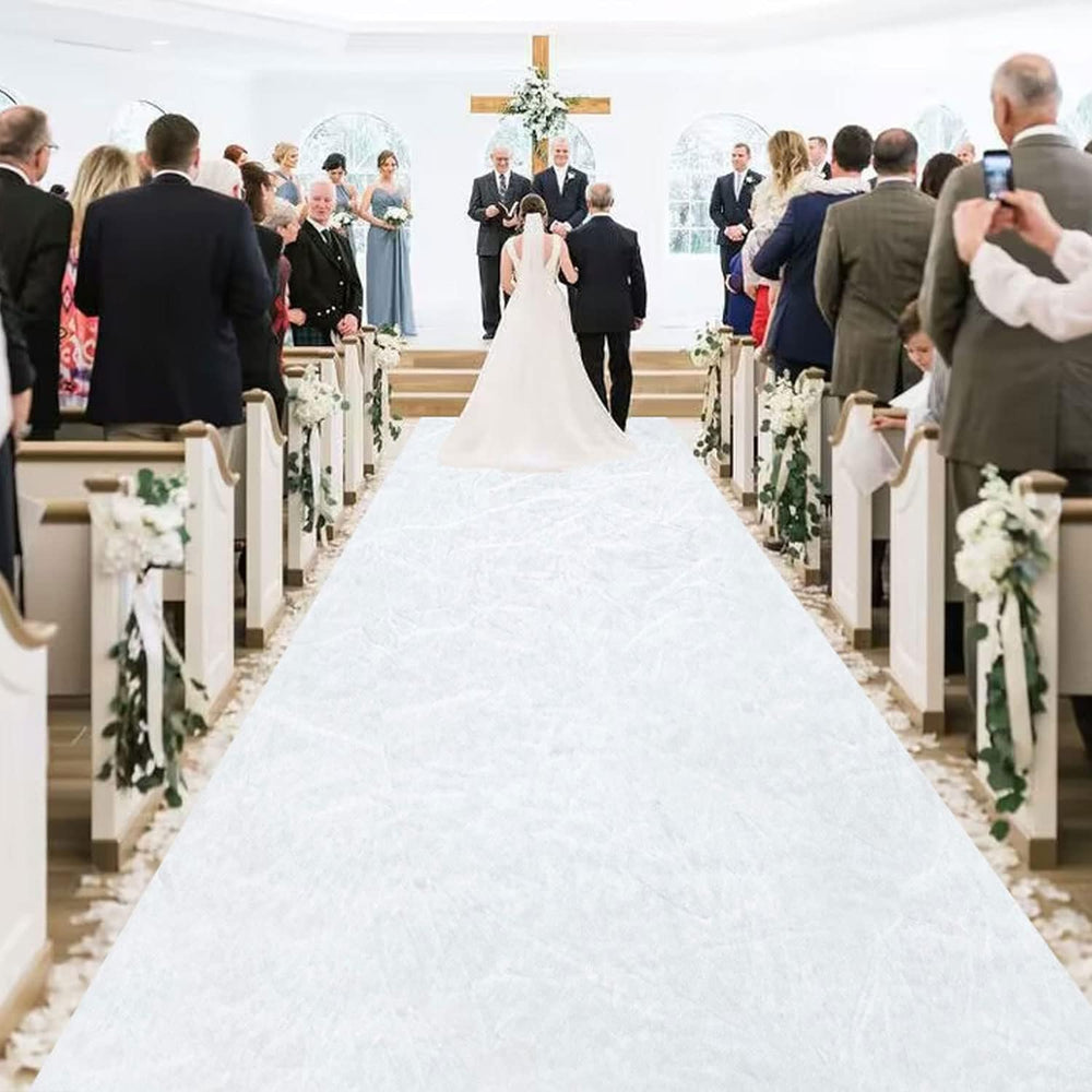 MODFUNS White Aisle Runner Wedding Carpet Runner 4x30FT Velvet Fabric Aisle R...