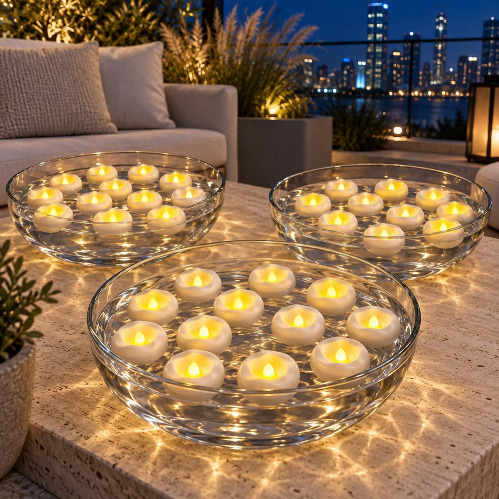36 x 2”Floating Candle, 200 Hour Water Activated Warm White Battery Powered F...