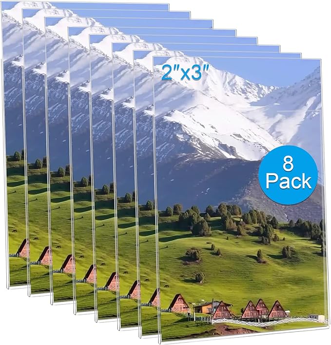 Magnetic Picture Frames for Refrigerator 2x3 Inch,Mini Photo Frames for Fridge,8 Pack Clear Picture Display Frame Home Office School Lock Storage