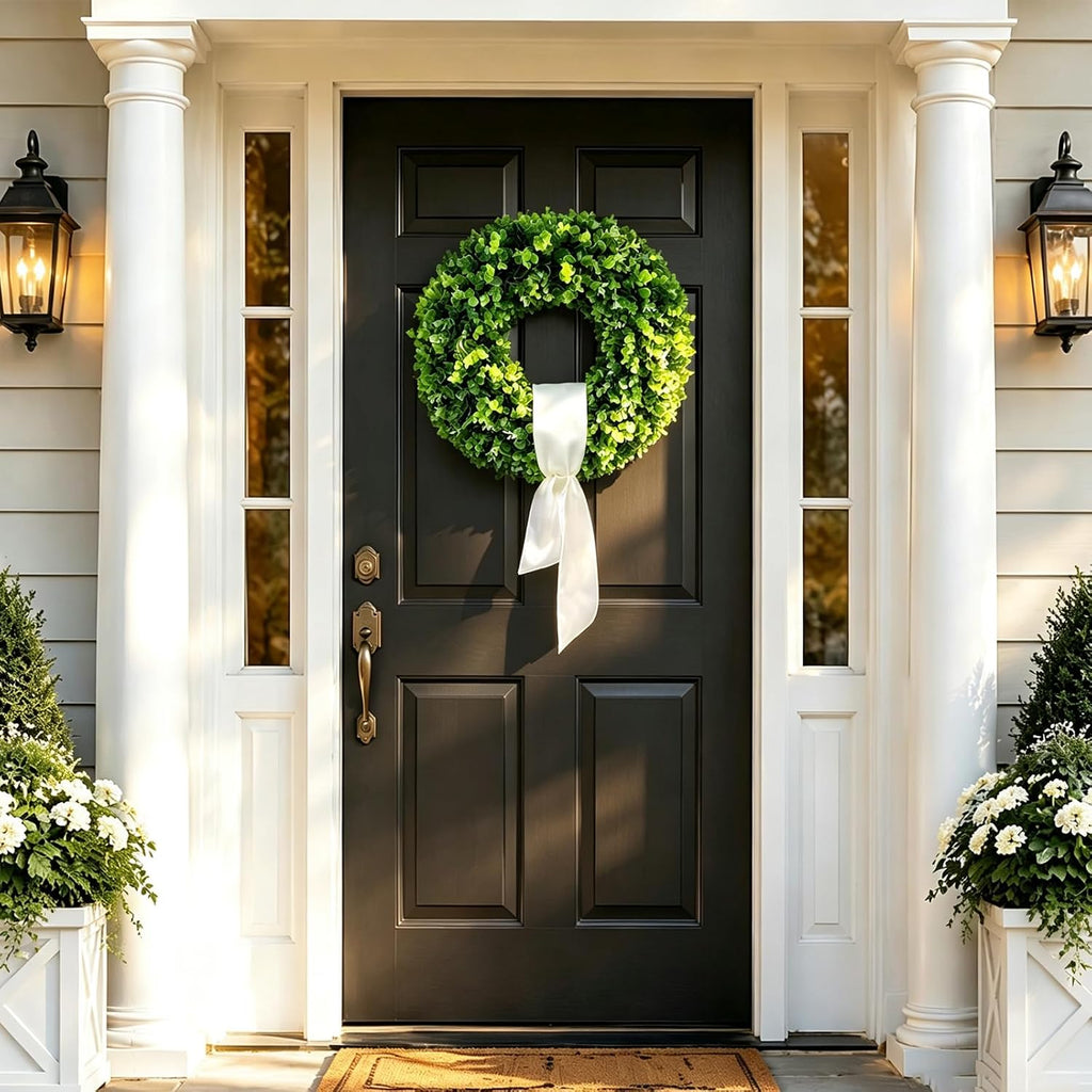 Cleangor Artificial Boxwood Wreaths for Front Door