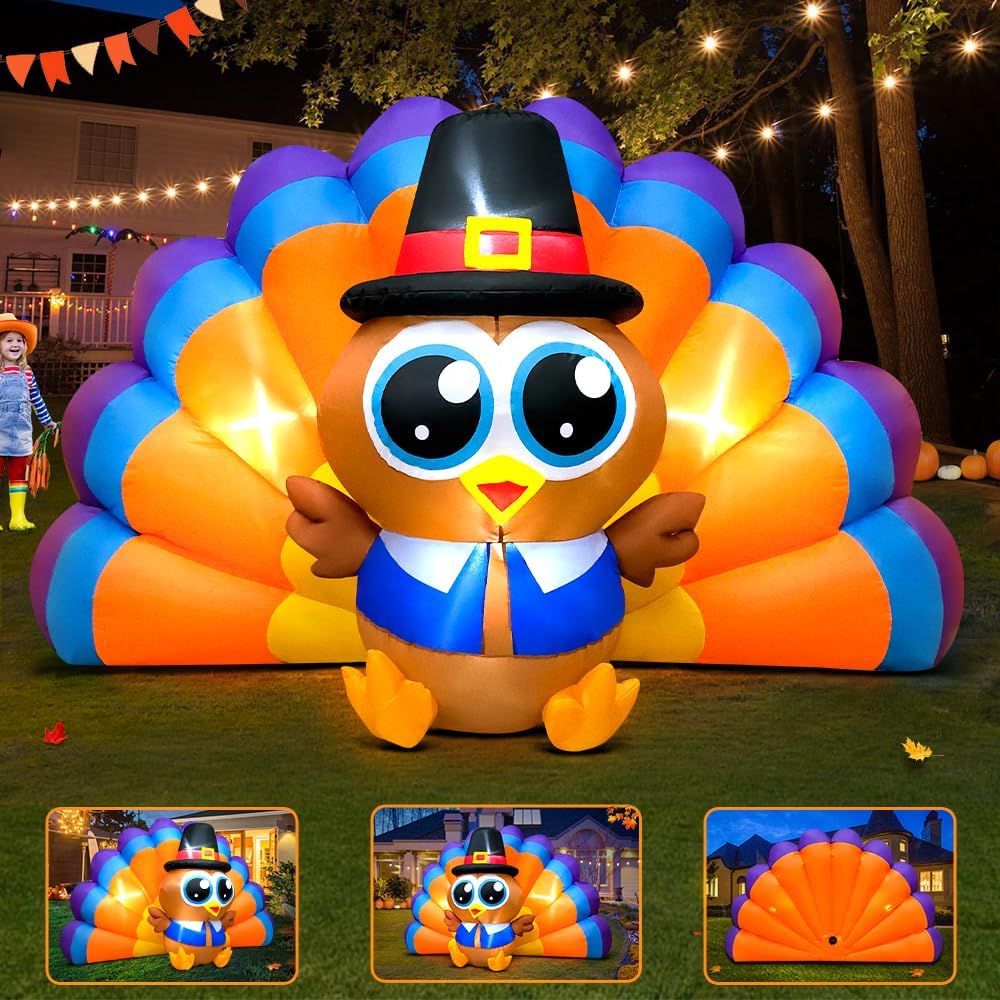 6ft thanksgiving inflatables outdoor decoration inflatable turkey, built, side view
