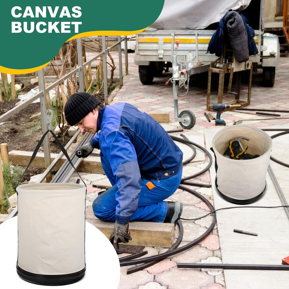 Lemecima Utility Canvas Bucket 15" x 12" All Purpose Truck Tool Buc...
