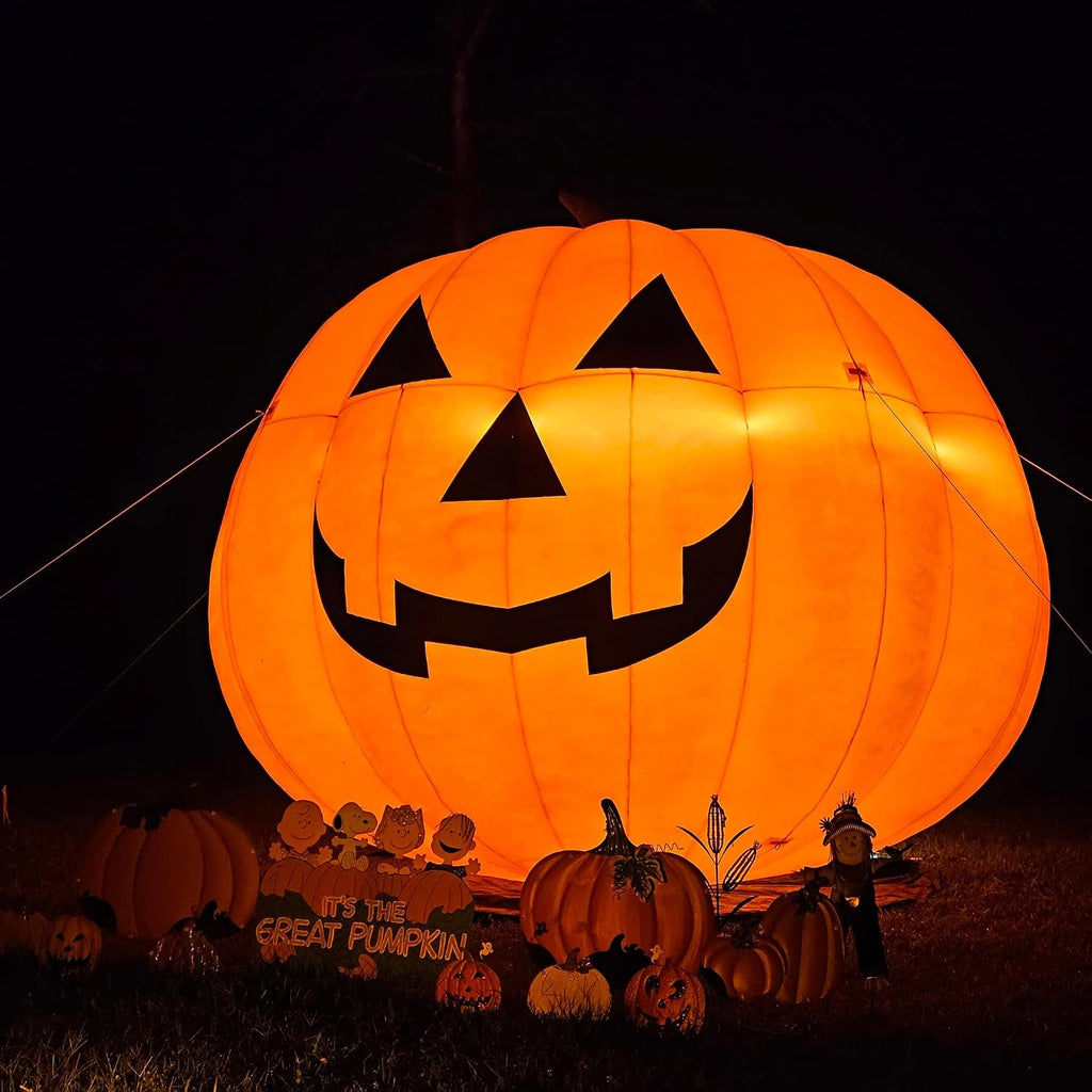 Giant 10Ft Halloween Inflatables Pumpkin Decorations, Blow Up Yard Decorations with 370W Waterproof Air Blower & LED Lights for Commercial Use, Outdoor Yard Lawn Halloween Party