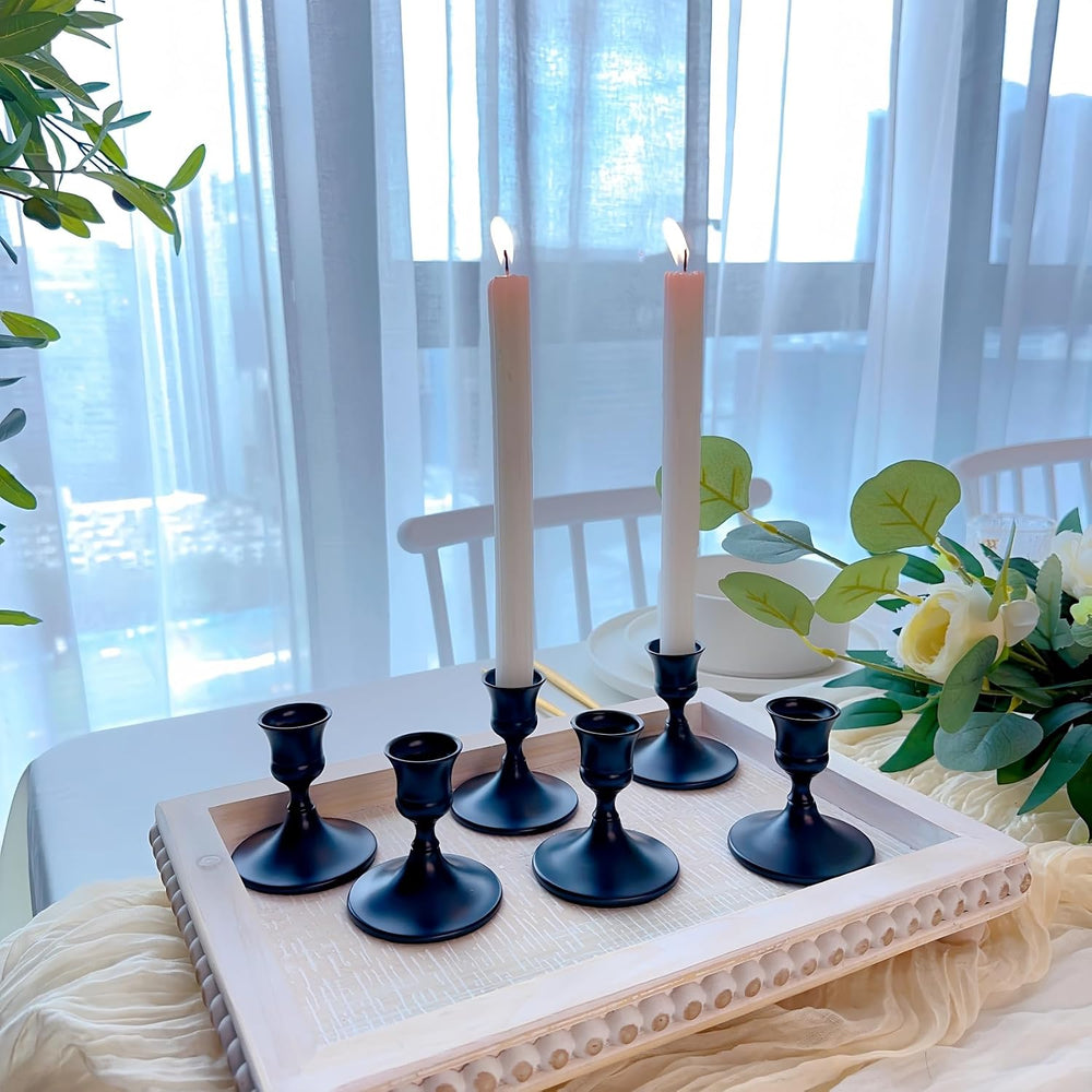 Black Candlestick Holders, Small Taper Candle Holders, Bulk 12-Pack