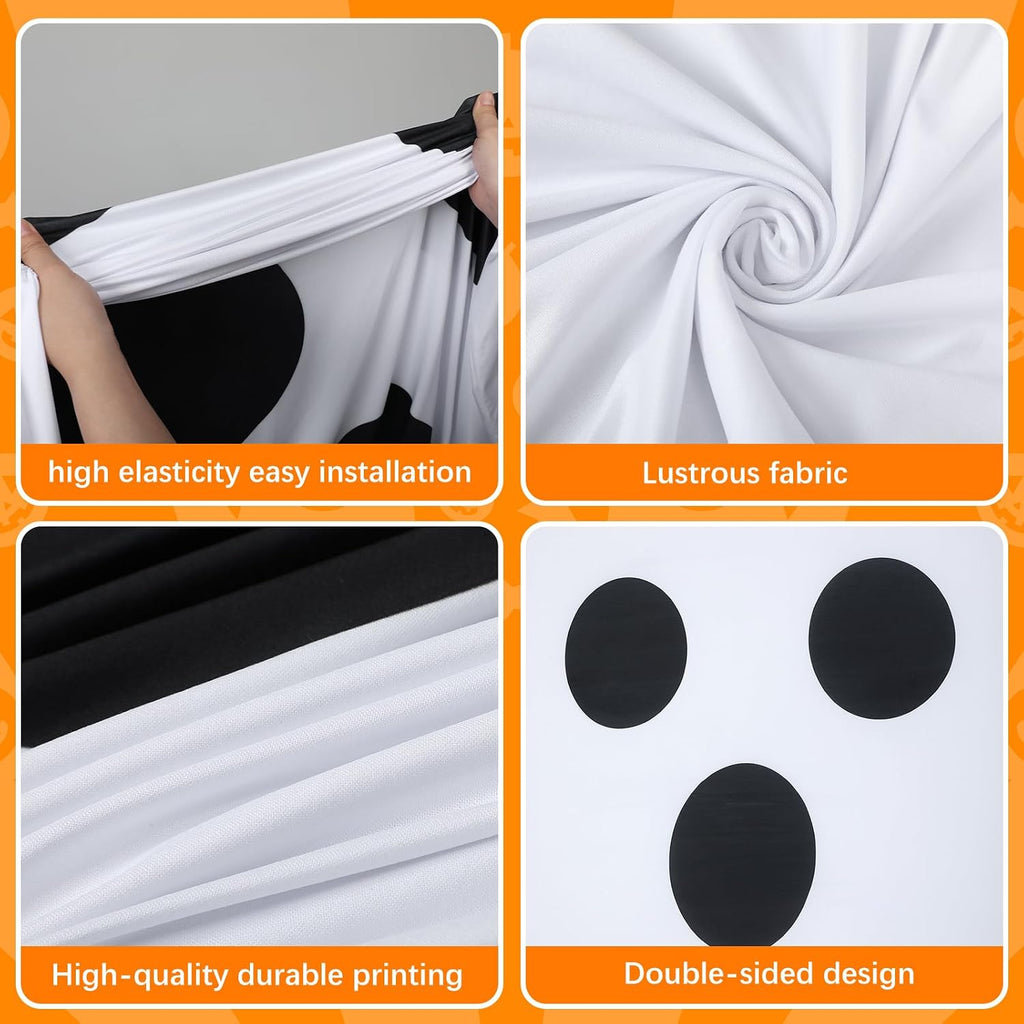 Moukeren 2 Pcs Halloween Ghost Arch Backdrop Covers, 7.2ft and 6ft