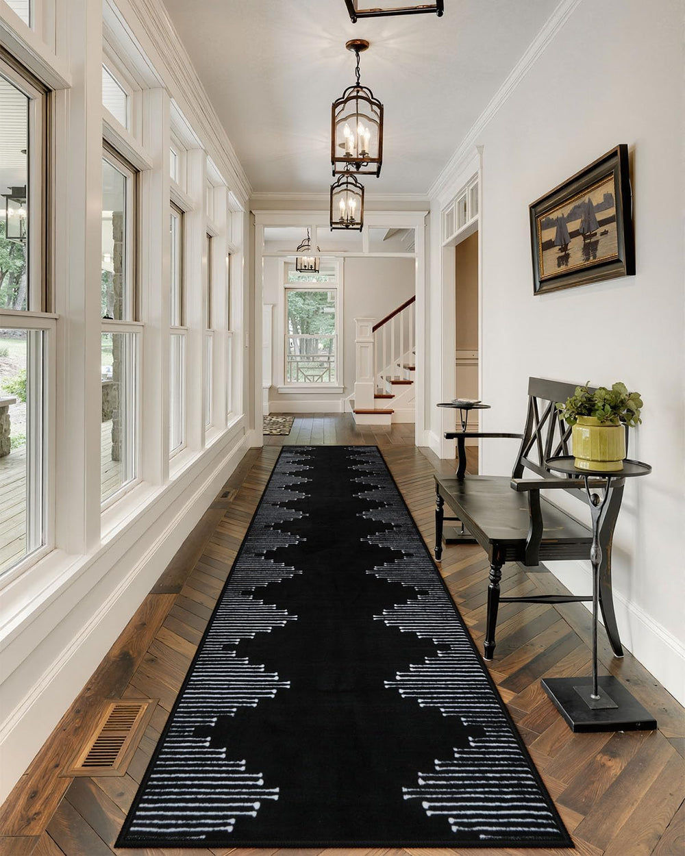 Black Runner Rug, 2.6x10 Low Pile Long Soft Black Carpet Runners