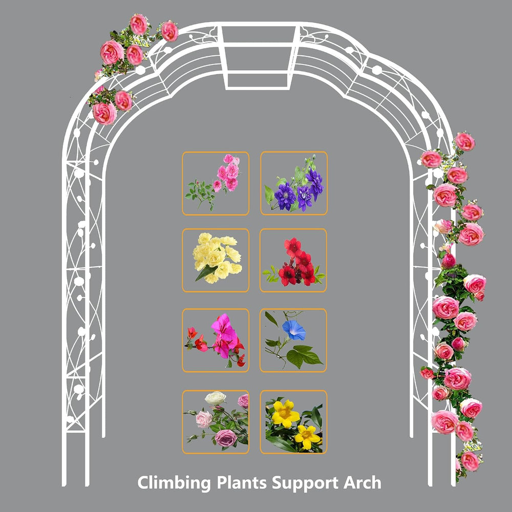 Metal Garden Arch 98.4" H Garden Arbor Trellis for Outdoor Climbing Plan...