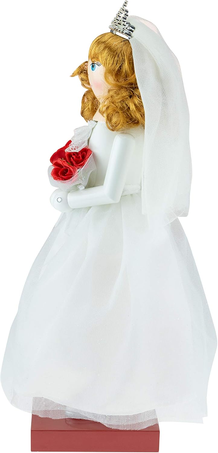 clever creations bride 14 inch traditional wooden nutcracker shown in use