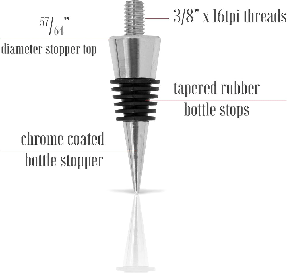 Chrome Bottle Stopper with 3/8" x 16 tpi Threaded Post 10pk