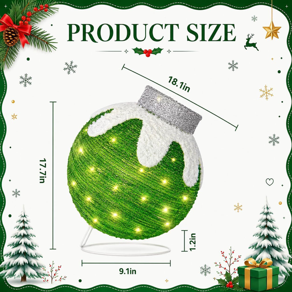 outdoor christmas ornaments, lighted pop-up holiday ball decoration shown in use