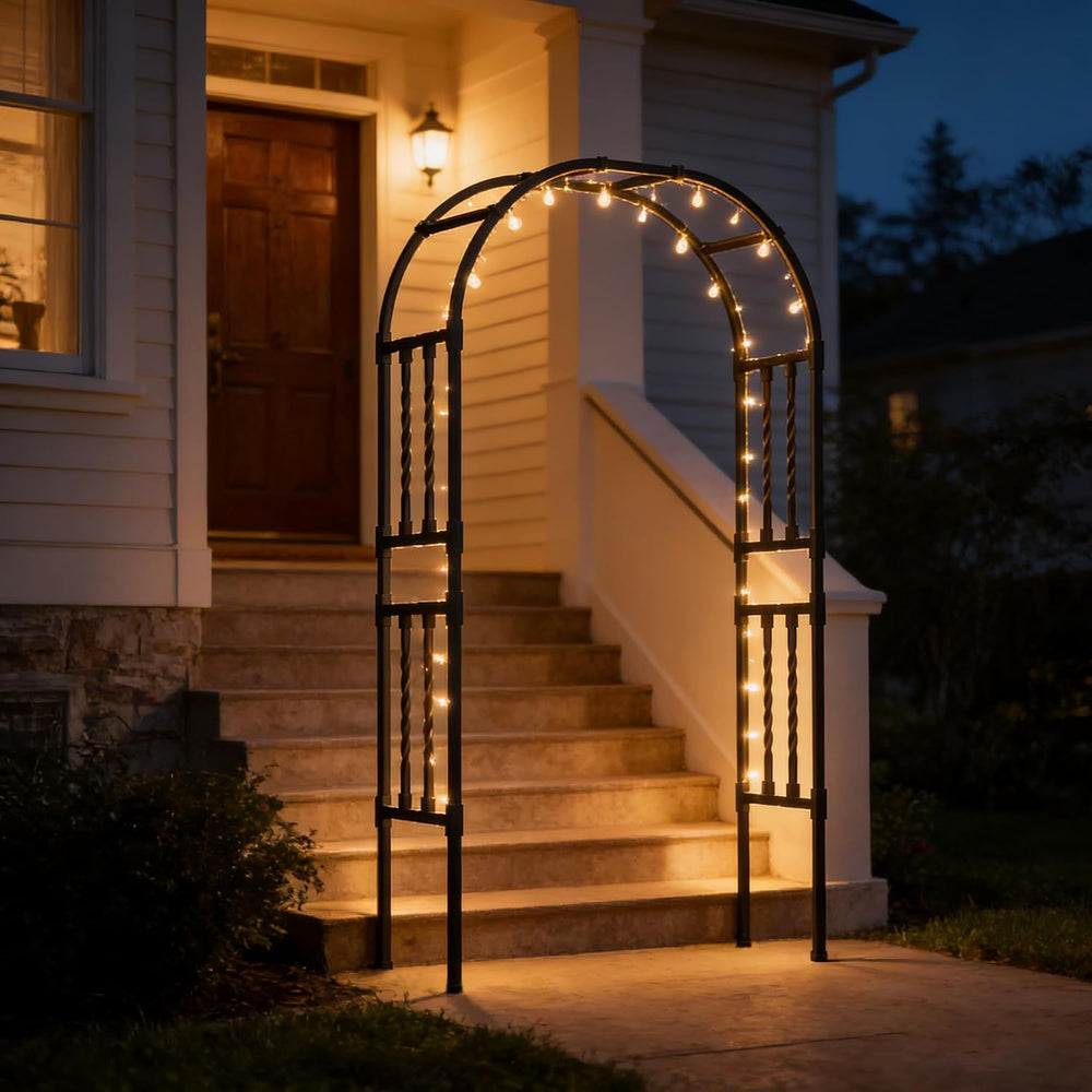 Square Tube Metal Garden Arch Trellis for Climbing Plants,4.9x7.9FT
