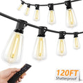 Brightever 120FT LED Outdoor String Lights with Remote, Patio Lights Outdoor Waterproof with 36+2 Shatterproof ST38 LED Bulbs, Dimmable Outside Hanging Light for Porch, Garden, Backyard, Cafe, 2700K