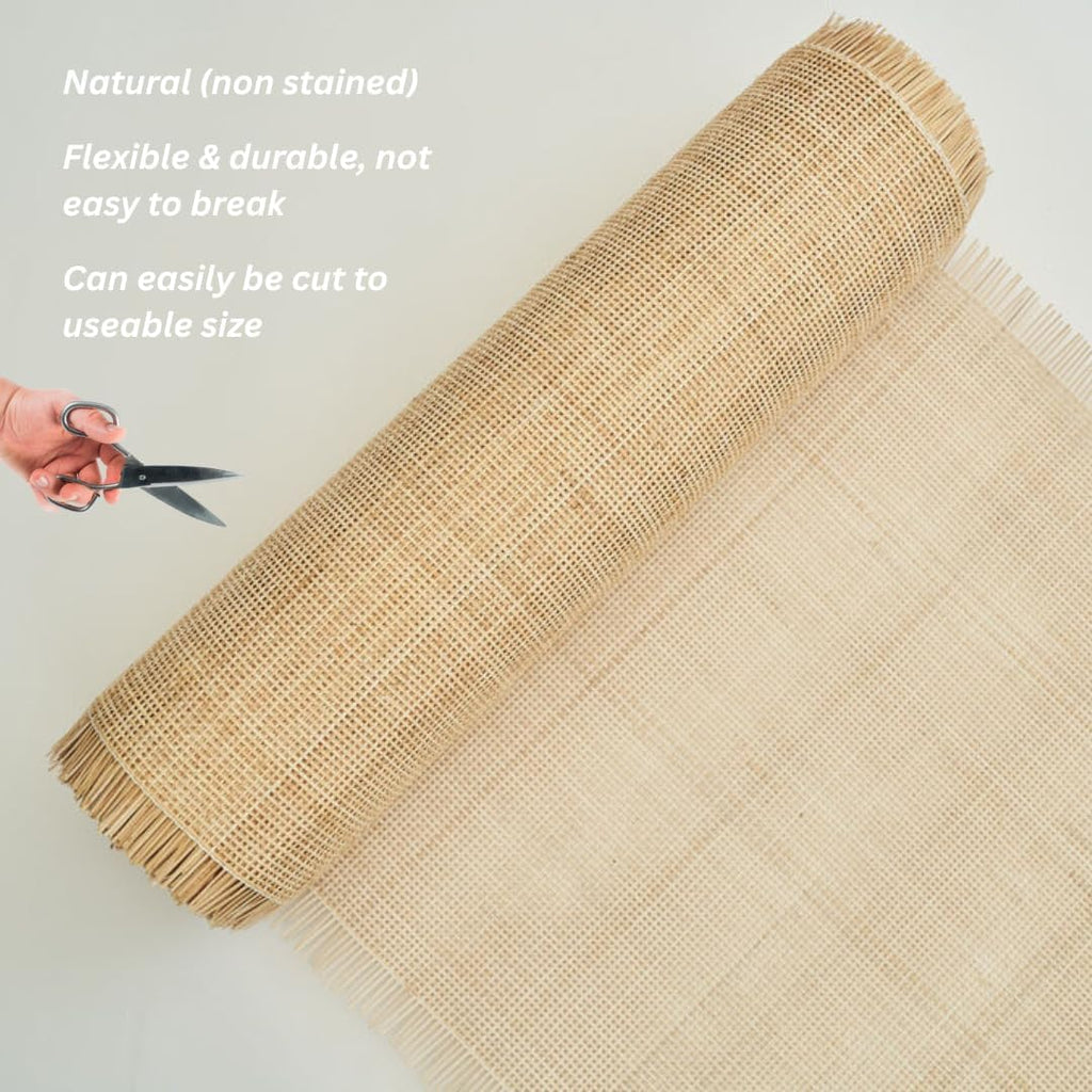 rattan cane webbing roll 24" x 24” square showing dimensions