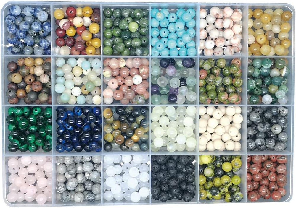 720pcs 6mm Natural Round Stone Beads Gemstone Beading Hole Size 1mm Crystal E...