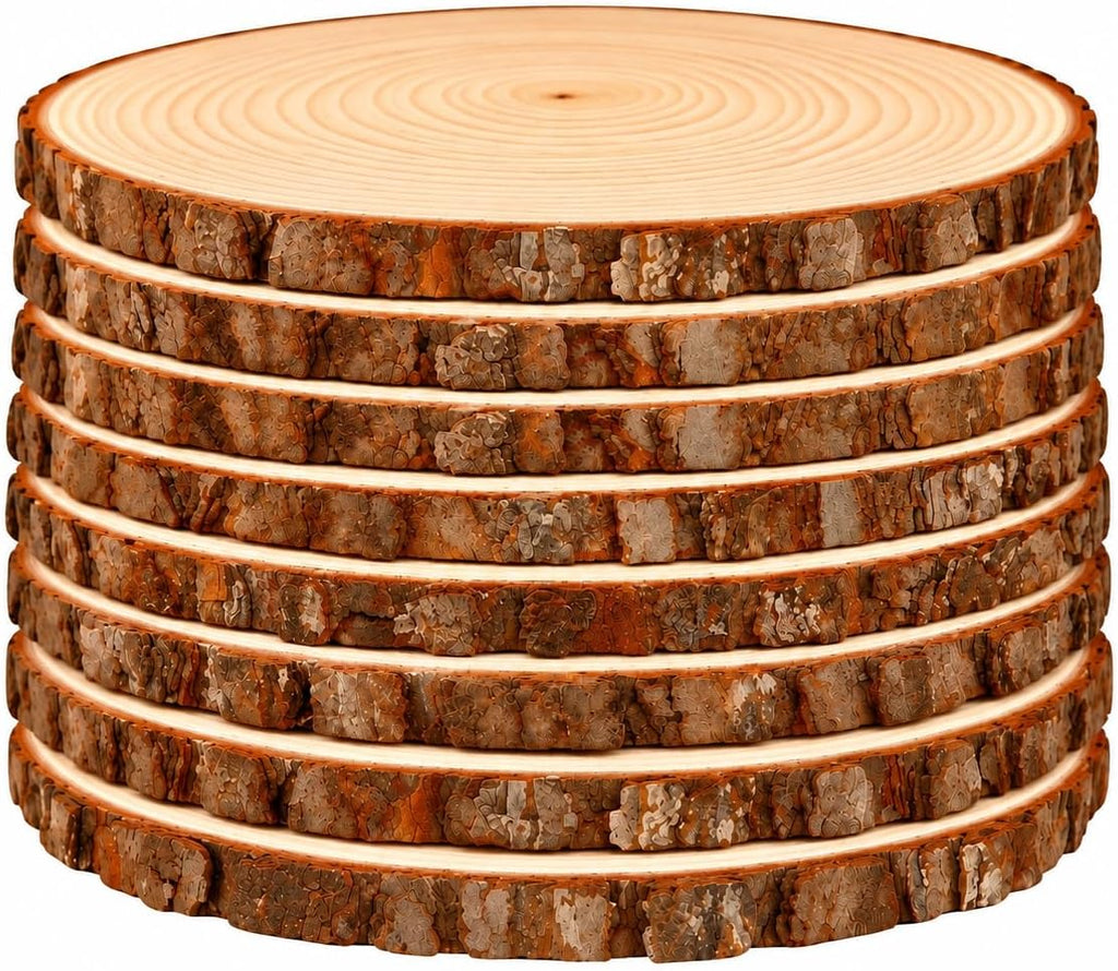 set of 8 large (11-12) inch rustic wood shown in use