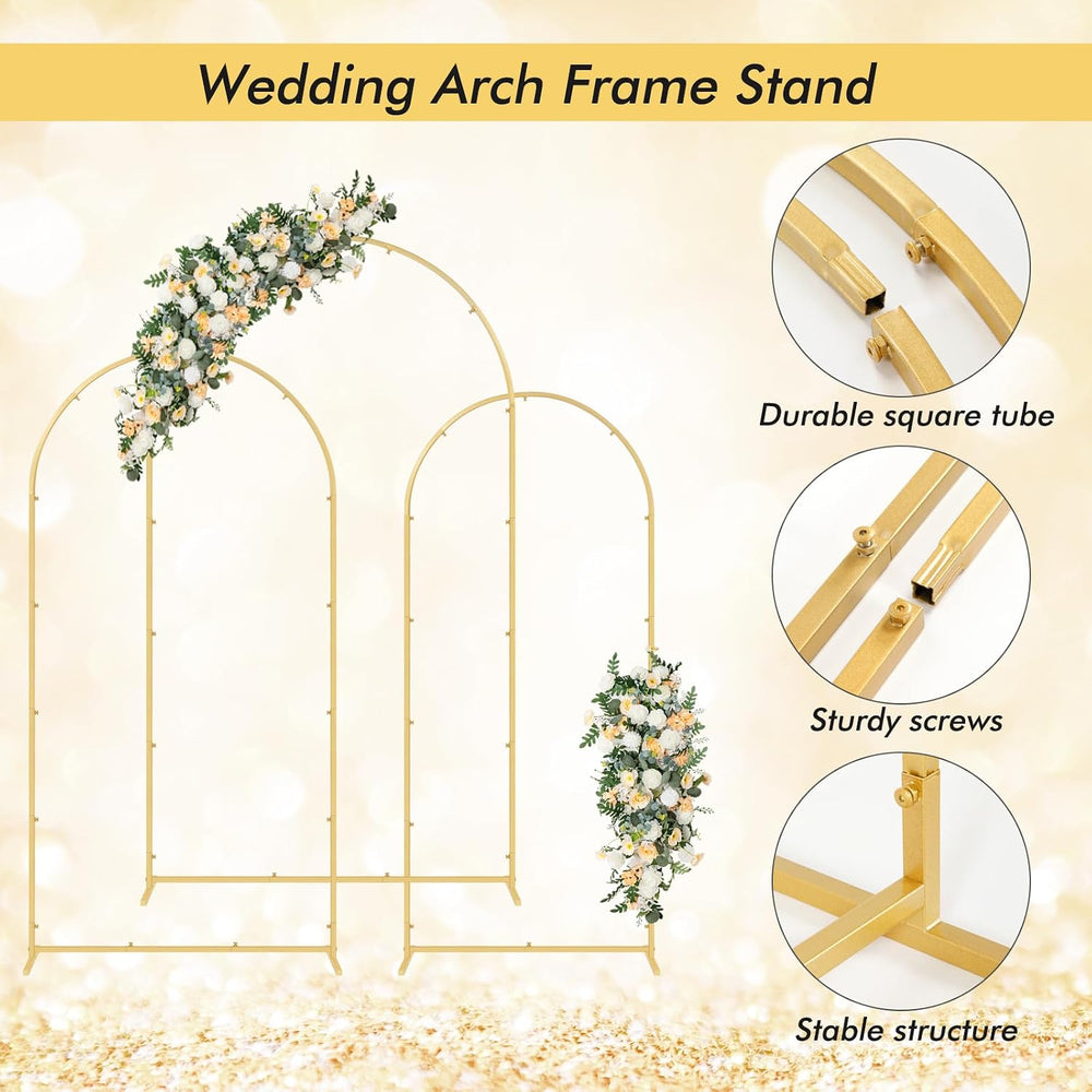 3PCS Metal Arch Backdrop Stand,6+6.6+7.2FT with Covers,Balloon Arch Stand