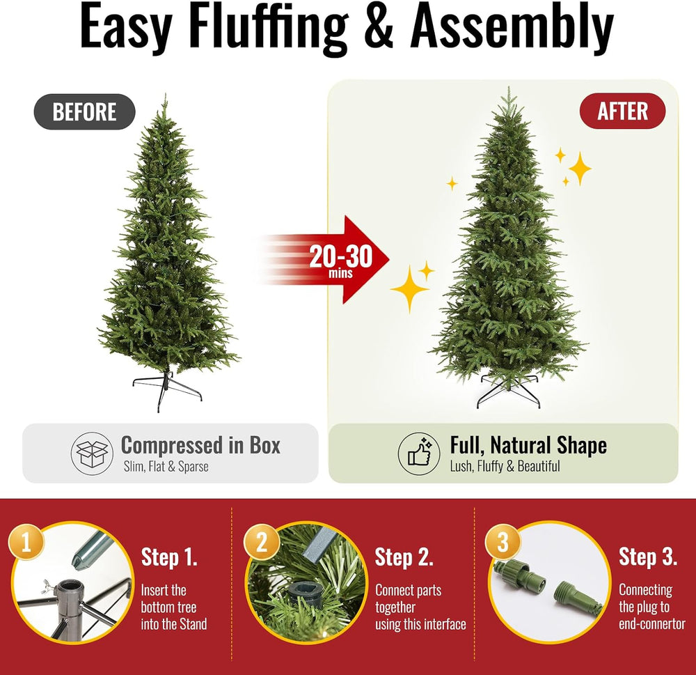 OasisCraft 7ft Aspen Prelit Christmas Tree with Remote Controller,300 RGB Col...