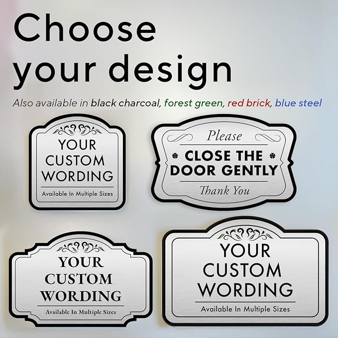 Custom Decorative Outdoor Waterproof Metal Signs, Personalized Aluminum Design 1 Metallic Silver 12x8 In