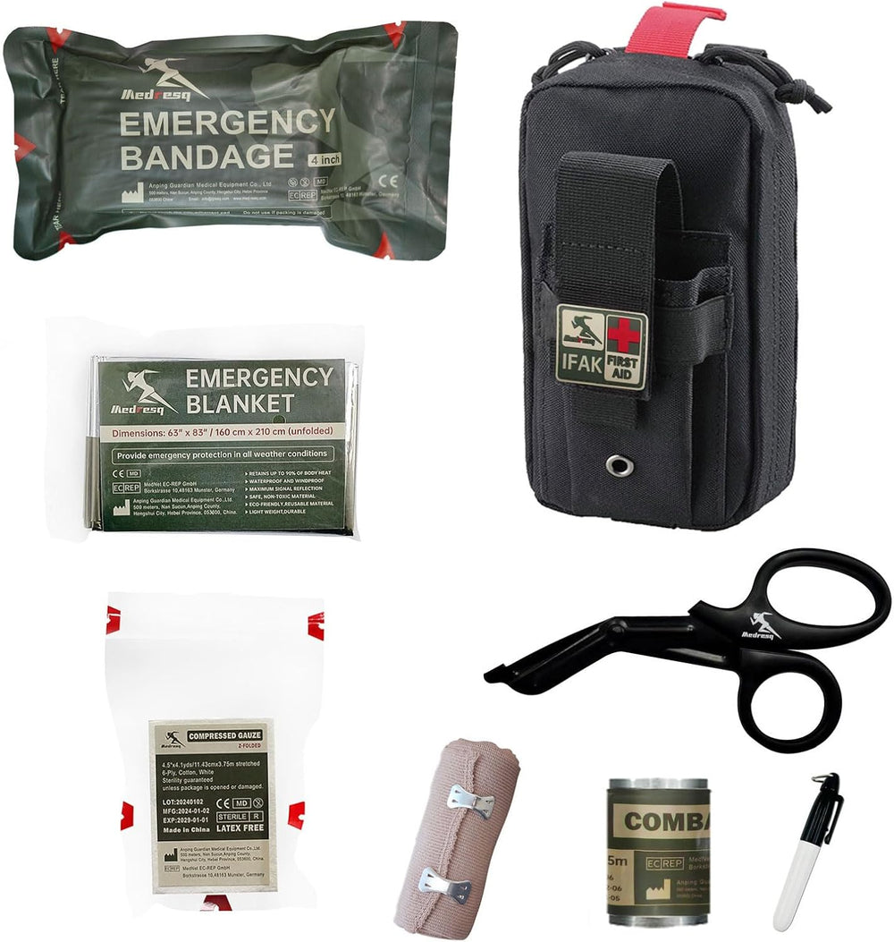 IFAK Trauma Kit – Compact Emergency First Aid Essentials for Military, Campin...