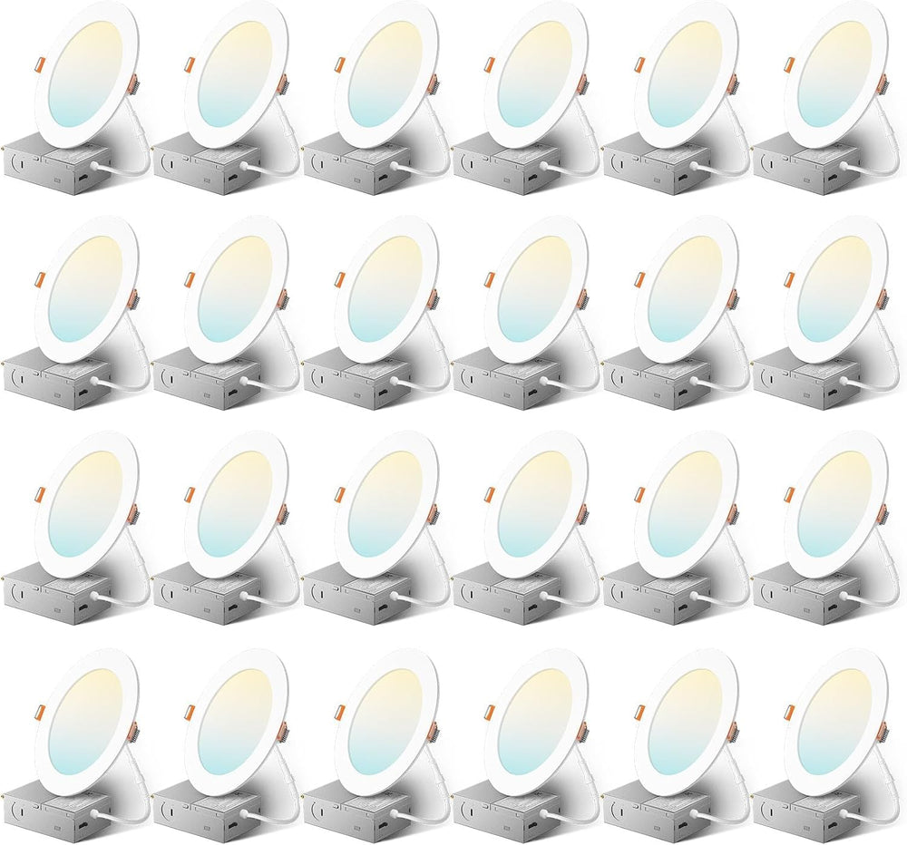 Amico 24 Pack 6 Inch Ultra-Thin LED Recessed Ceiling Light, 5CCT, 1050LM