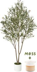 7FT Olive Trees Artificial Indoor with Planter&Basket, Tall Faux Olive Tree