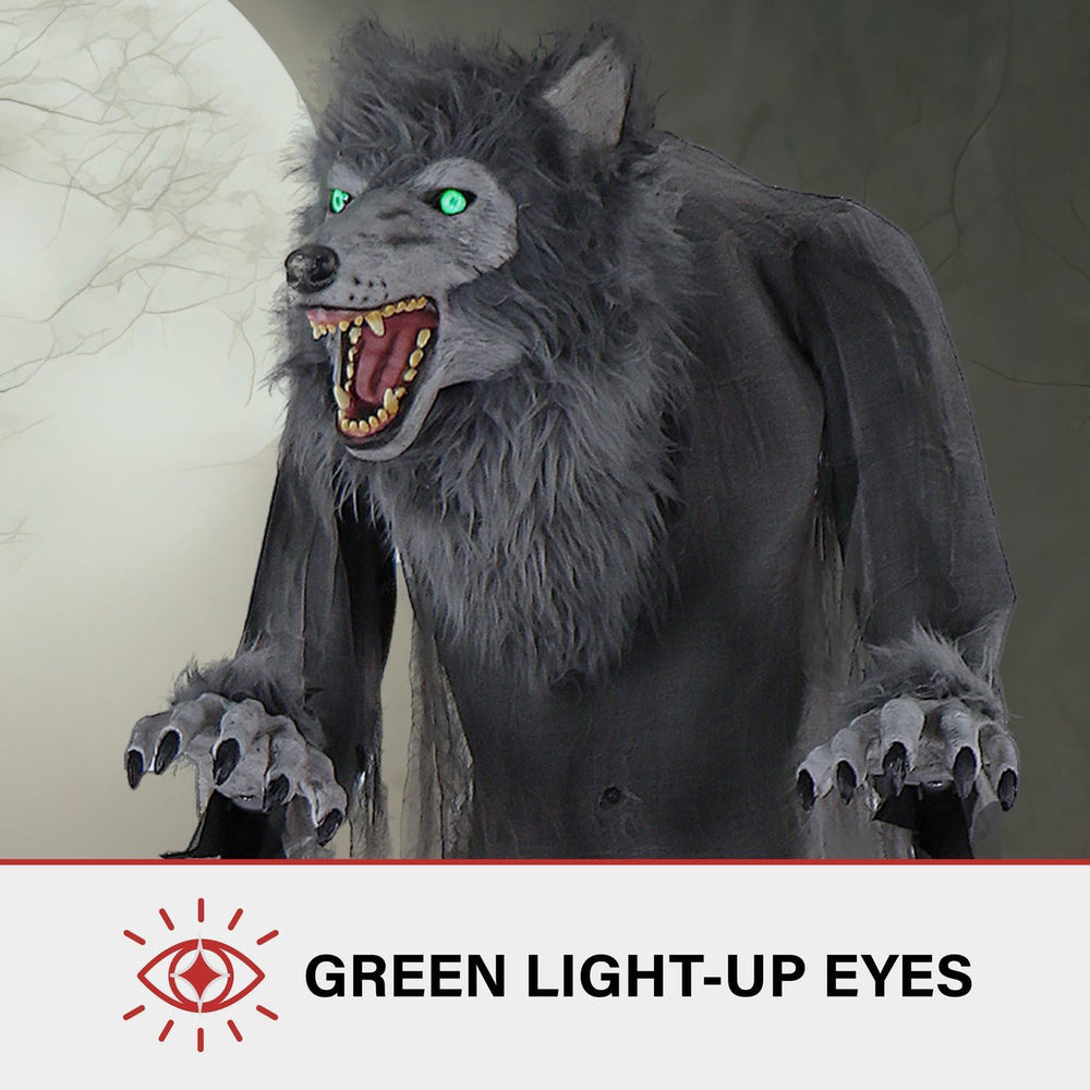 Haunted Hill Farm 7-Ft. Motion-Activated Werewolf Animatronic with LEDs