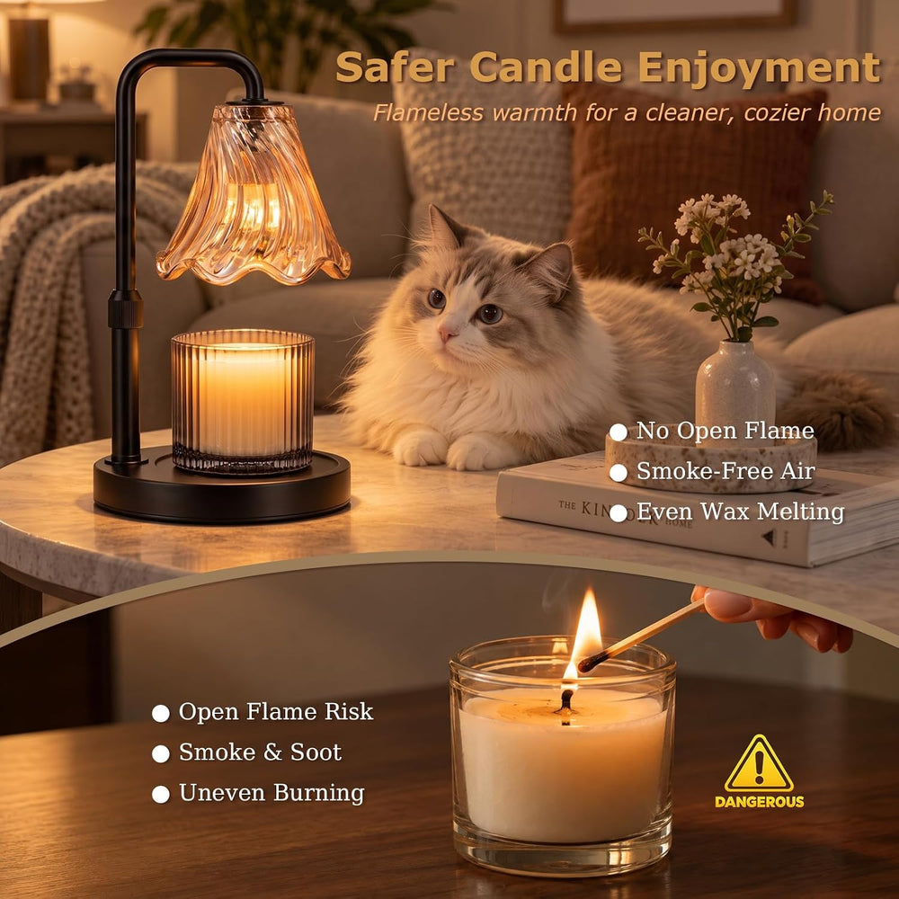Candle Warmer Lamp with Timer Dimmer, Height Adjustable with 2 Bulbs