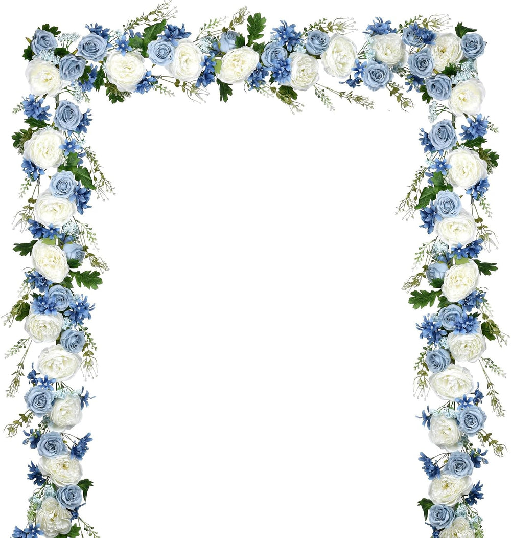 2Pcs Artificial Peony Flower Garland - Silk Peony Garland with Purple White F...