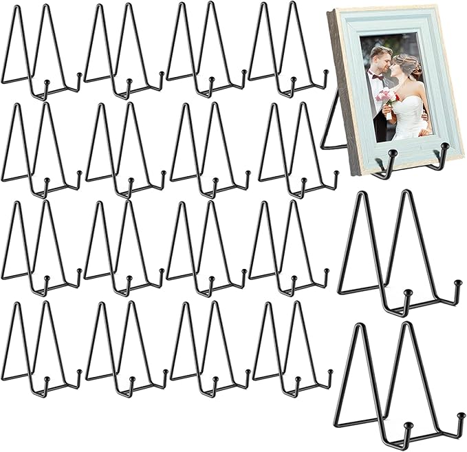 18 pcs 4.5in Plate Stands for Display,Metal Plate Holders Display Stands Can Be Used for Picture Stand,Book Stands for Display,Plate Display Stands,Easel,Photo Frame Stands,Plaque Stands,Desktop Stand