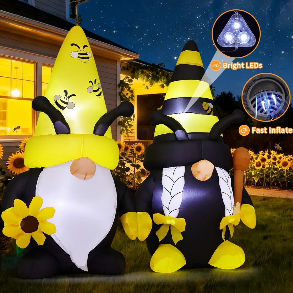 goosh 6 ft long spring inflatables gnomes decorations, close-up detail