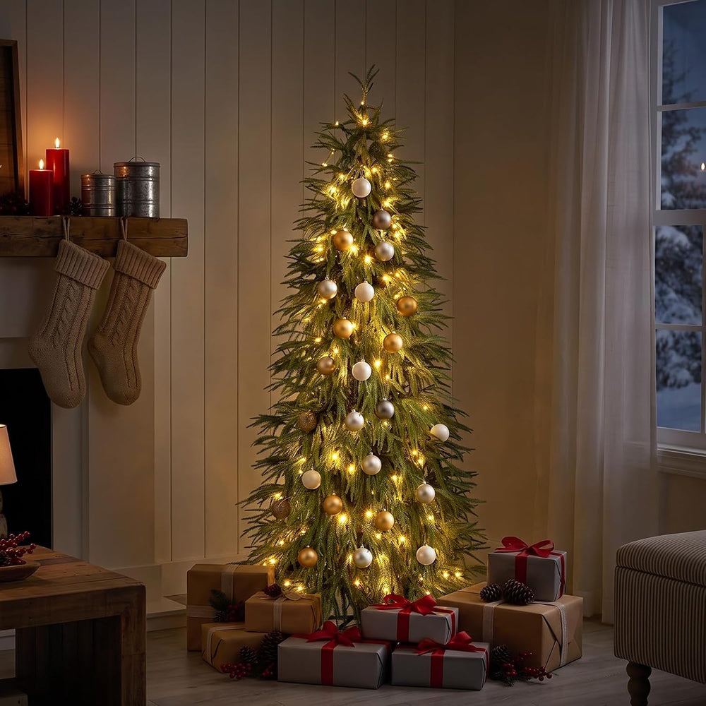 6FT Prelit Christmas Tree,Tall Xmas Tree with Lights