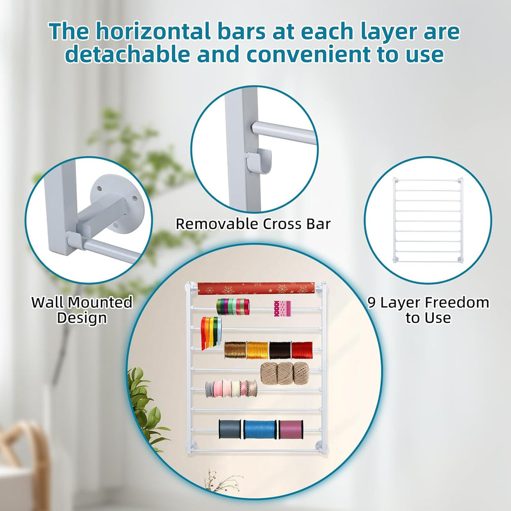 9 Tier Ribbon Storage Organizer, Wall Mounted Ribbon Holder,