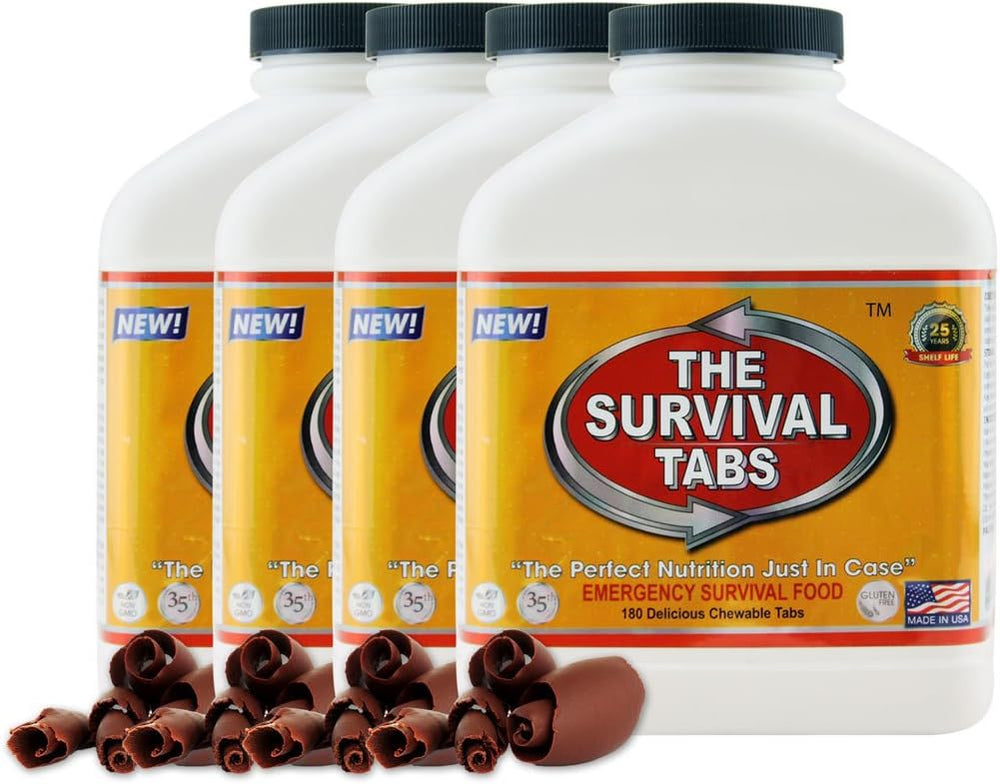 Survival Tabs – Emergency Food Supply – 60-Day Chocolate Tabs, High-Protein