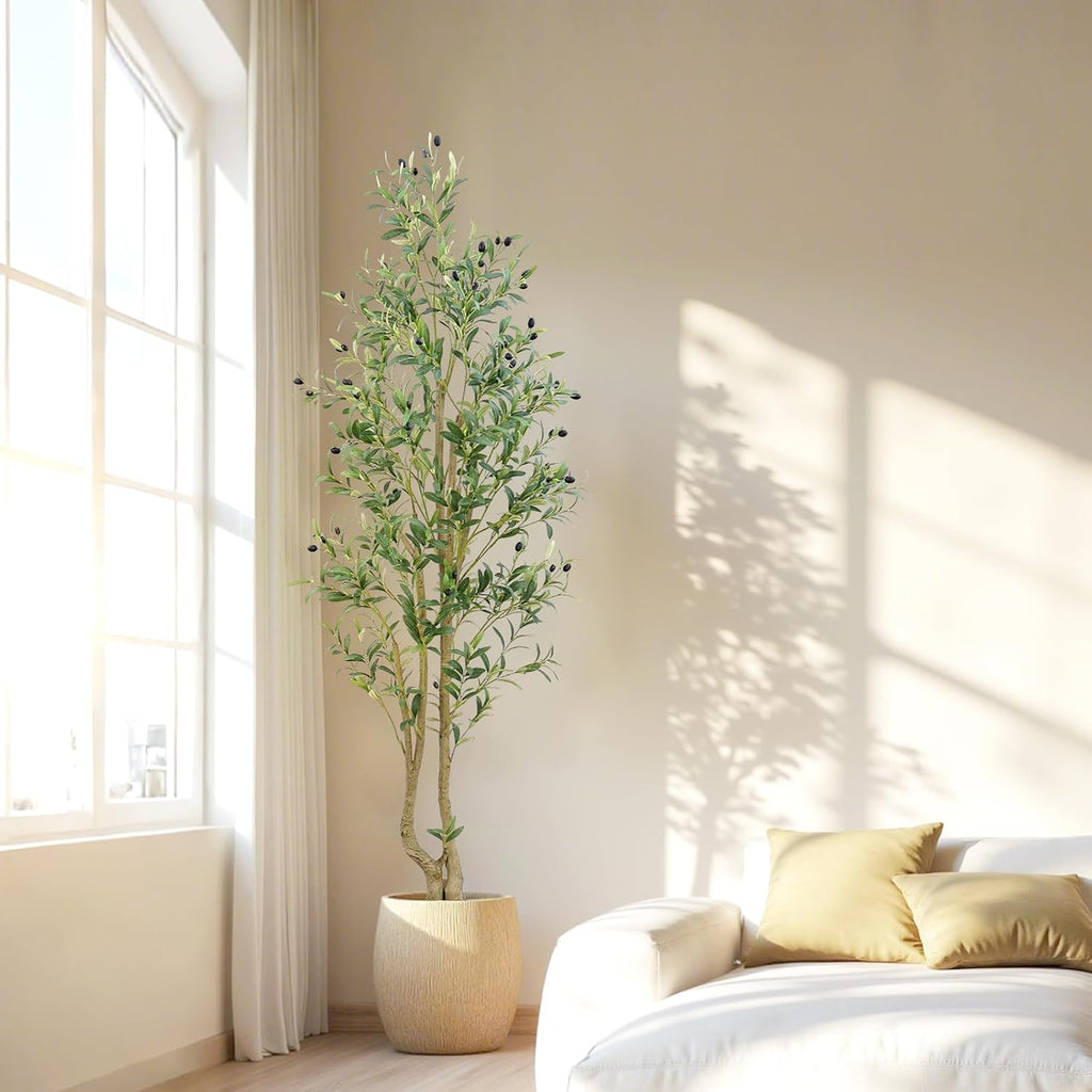 hzxgcp 6ft artificial olive tree indoor, fake olive showing dimensions
