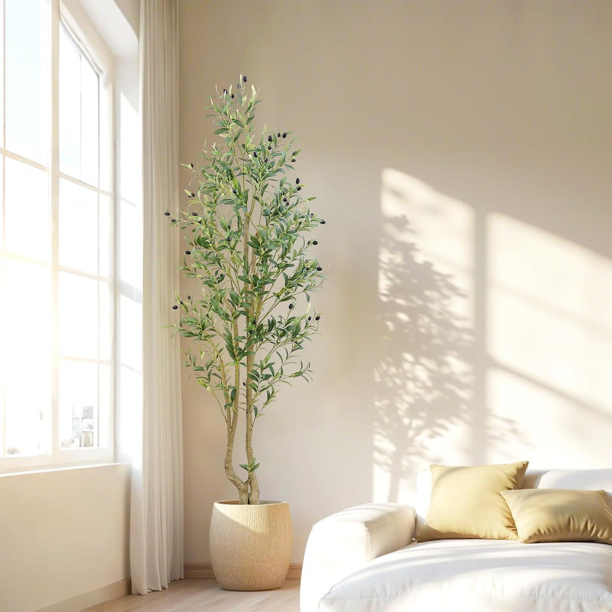 hzxgcp 6ft artificial olive tree indoor, fake olive showing dimensions