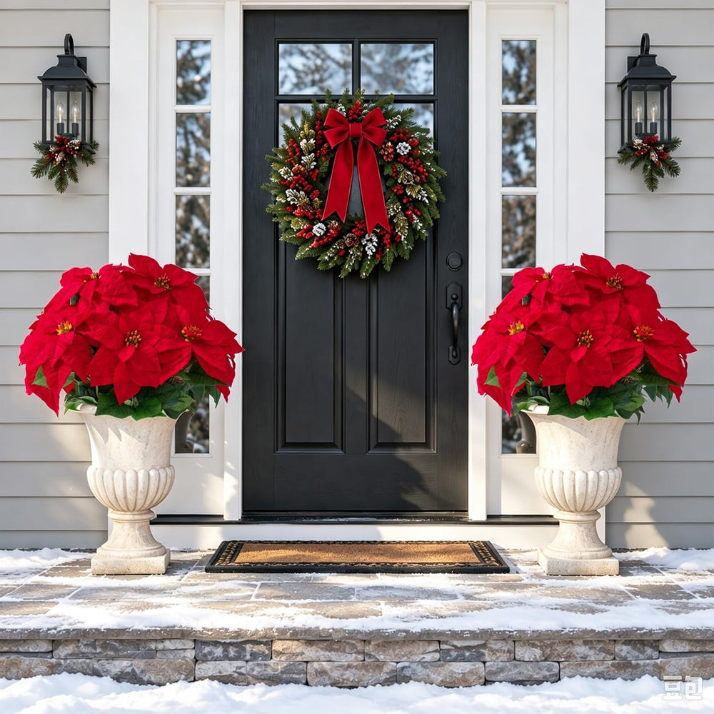 21.3 in Poinsettia Flowers Artificial, 2 Packs Long Stem Velvet Poinsettias